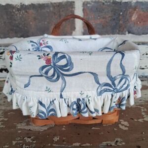 VTG 1994 Longaberger Blue Bow Basket  Liner 4”x 6” Cottage Granny Core